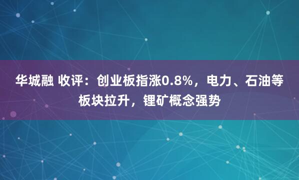华城融 收评：创业板指涨0.8%，电力、石油等板块拉升，锂矿概念强势