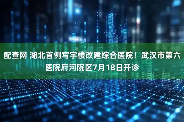 配查网 湖北首例写字楼改建综合医院！武汉市第六医院府河院区7月18日开诊