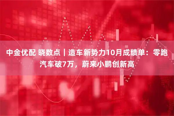 中金优配 晓数点｜造车新势力10月成绩单：零跑汽车破7万，蔚来小鹏创新高